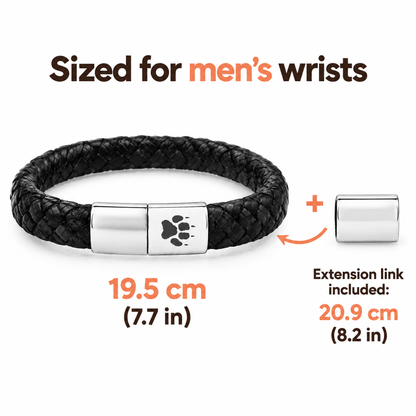 Sized for men's wrists: 19.5 cm (7.7 in), extension link included for 20.9 cm (8.2 in)